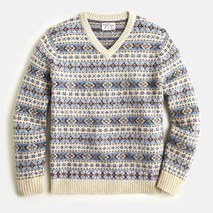 Crew Sweaters Nwt J Crew Wool Brushed Fair Isle Vneck